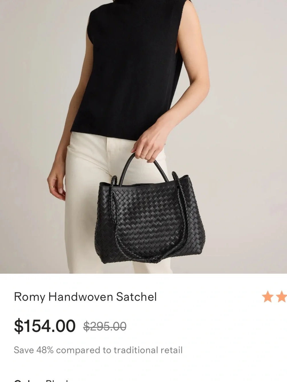 Quince Black Woven Romy Satchel